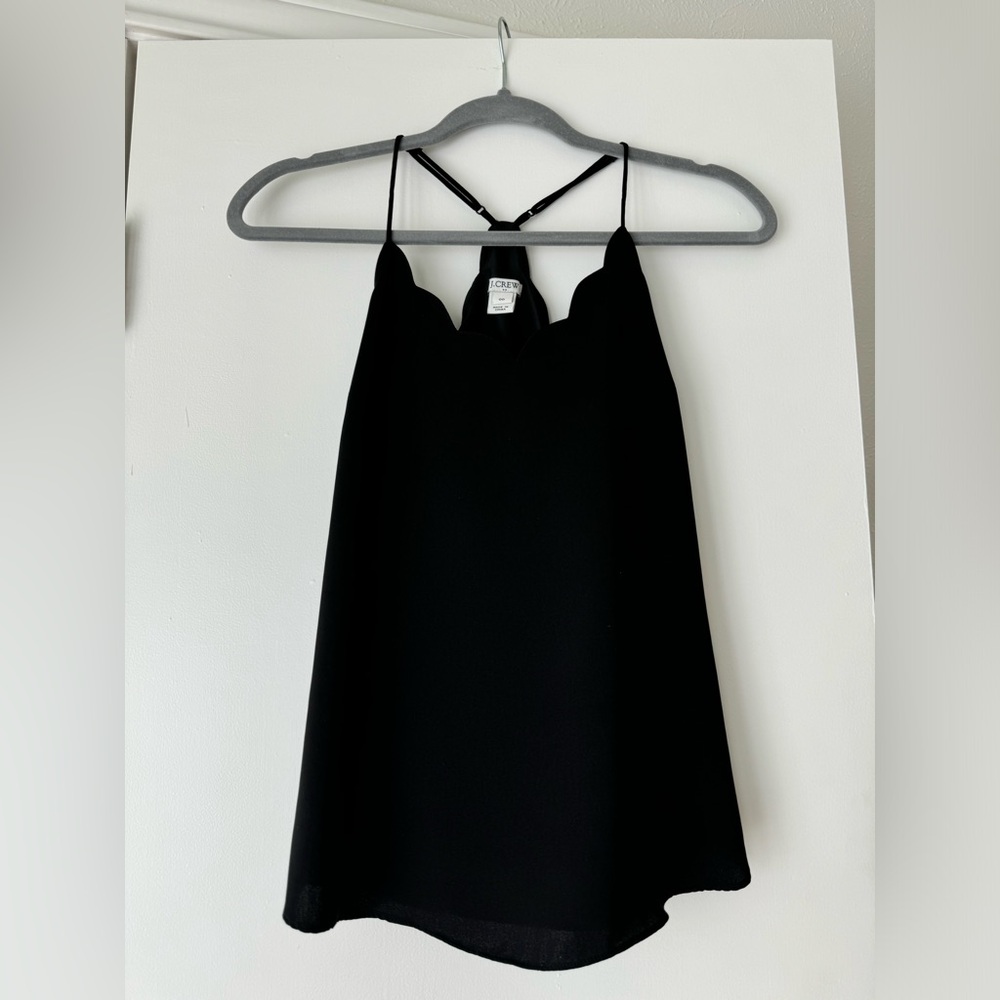 J.Crew Factory scalloped black sleeveless tank top size 00